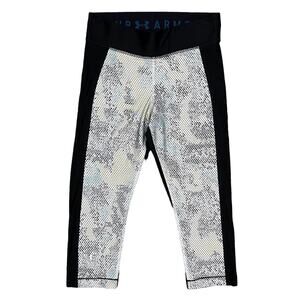 Under Armour HeatGear Black Silver Multi Snake 3/4th Capri Leggings Women Medium